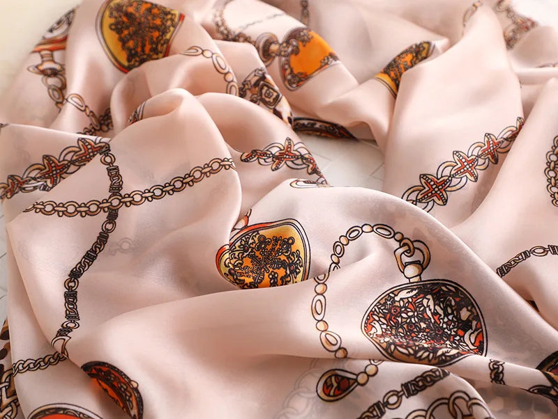 180*90 سم ماركة فاخرة أوشحة حرير صيفية للنساء شال لفافة ناعمة للنساء من أوروبا مصممة للشاطئ وشاح فولارد وشاح باريو