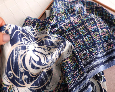 180*90 سم أوشحة حريرية كلاسيكية مطبوعة على الشاطئ الصيفي، شال نسائي، وشاح نسائي، غطاء رأس، وشاح، وشاح شيفون، حجاب نسائي