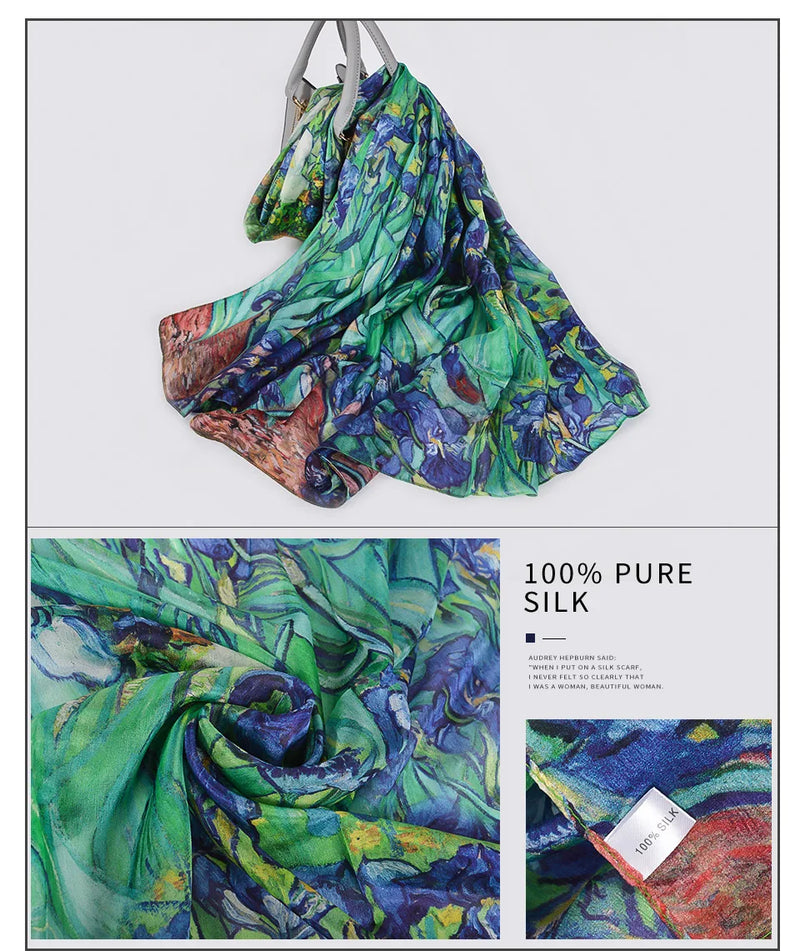 وشاح نسائي شتوي موضة 2016، عرض ساخن، أوشحة حرير التوت، شال حريري طويل للنساء، أزرق وقهوة، 180*110 سم