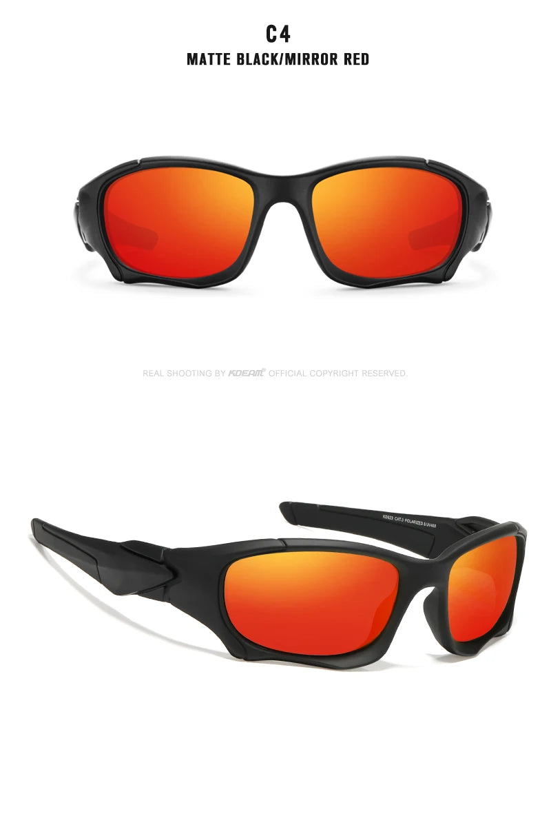 نظارات شمسية KDEAM الرياضية الخارجية المستقطبة للرجال بإطار منحني مقطوع وعدسات مقاومة للإجهاد ونظارات شمسية للنساء KD0623