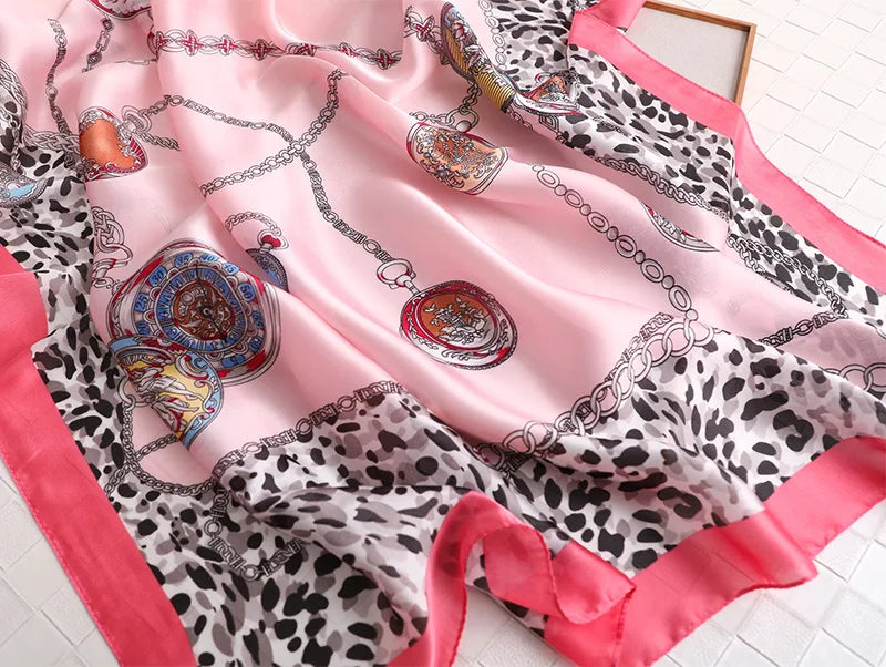 180*90 سم ماركة فاخرة أوشحة حرير صيفية للنساء شال لفافة ناعمة للنساء من أوروبا مصممة للشاطئ وشاح فولارد وشاح باريو