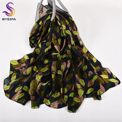 وشاح نسائي شتوي موضة 2016، عرض ساخن، أوشحة حرير التوت، شال حريري طويل للنساء، أزرق وقهوة، 180*110 سم