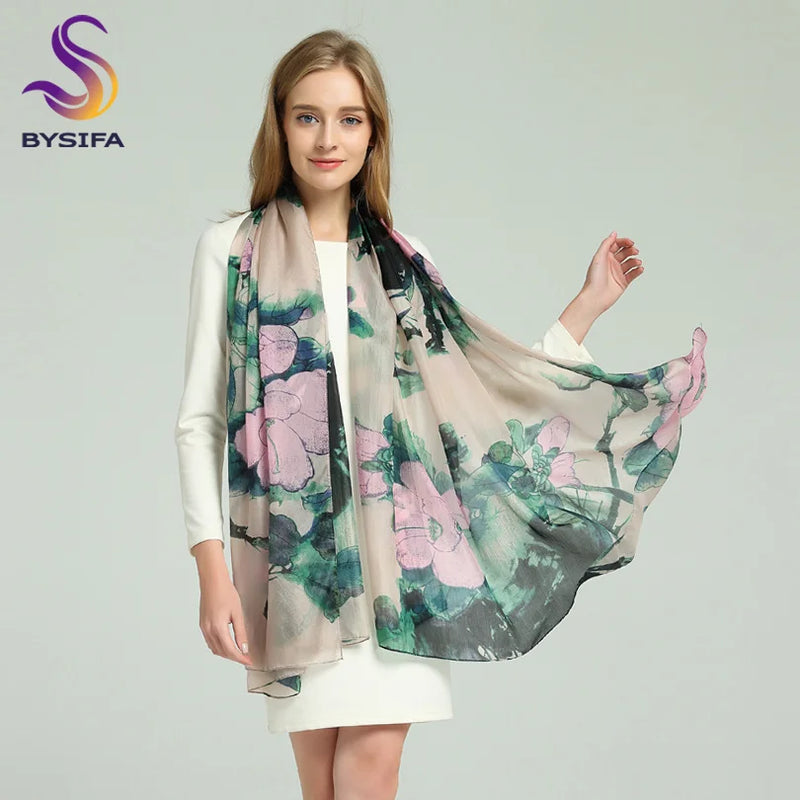 وشاح نسائي شتوي موضة 2016، عرض ساخن، أوشحة حرير التوت، شال حريري طويل للنساء، أزرق وقهوة، 180*110 سم