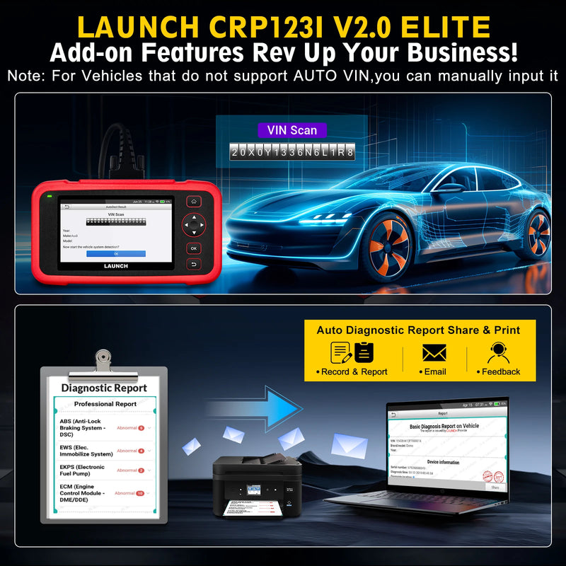 LAUNCH CRP123I V2.0 Elite Four System OBD2 Scanner Lifetime Free Update with 7 Resets PK CRP123X