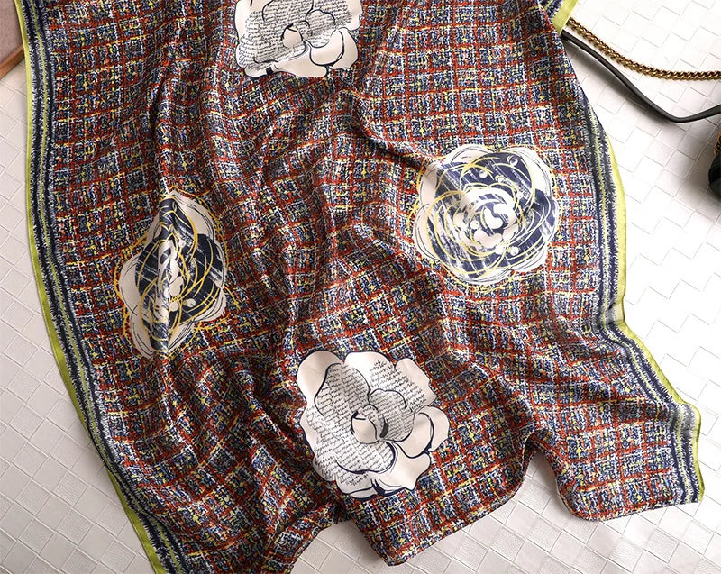 180*90 سم أوشحة حريرية كلاسيكية مطبوعة على الشاطئ الصيفي، شال نسائي، وشاح نسائي، غطاء رأس، وشاح، وشاح شيفون، حجاب نسائي