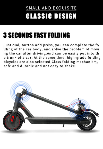 J03 مستودع الصين 8.5 بوصة 250 واط للبالغين 36 فولت سكوتر كهربائي قابل للطي صغير الحجم وخفيف الوزن ومحمول