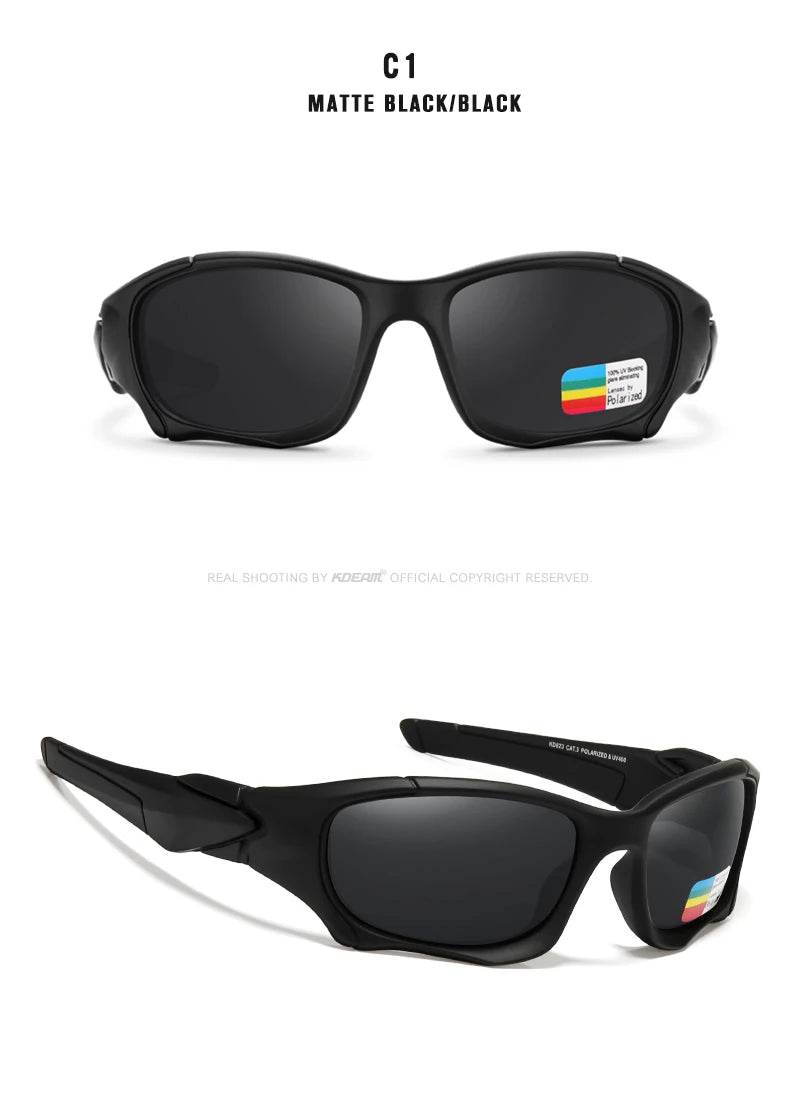 نظارات شمسية KDEAM الرياضية الخارجية المستقطبة للرجال بإطار منحني مقطوع وعدسات مقاومة للإجهاد ونظارات شمسية للنساء KD0623