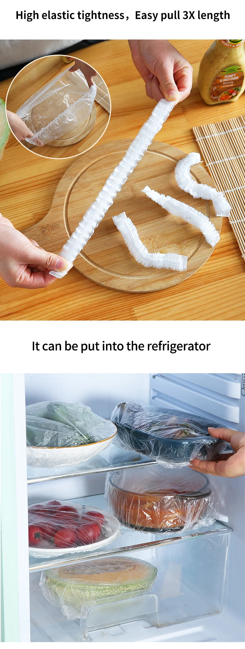 غطاء طعام قابل لإعادة الاستخدام، غلاف بلاستيكي، أغطية طعام مرنة متينة للأوعية، أغطية أطباق مرنة للمطبخ، حقيبة حفظ الطعام