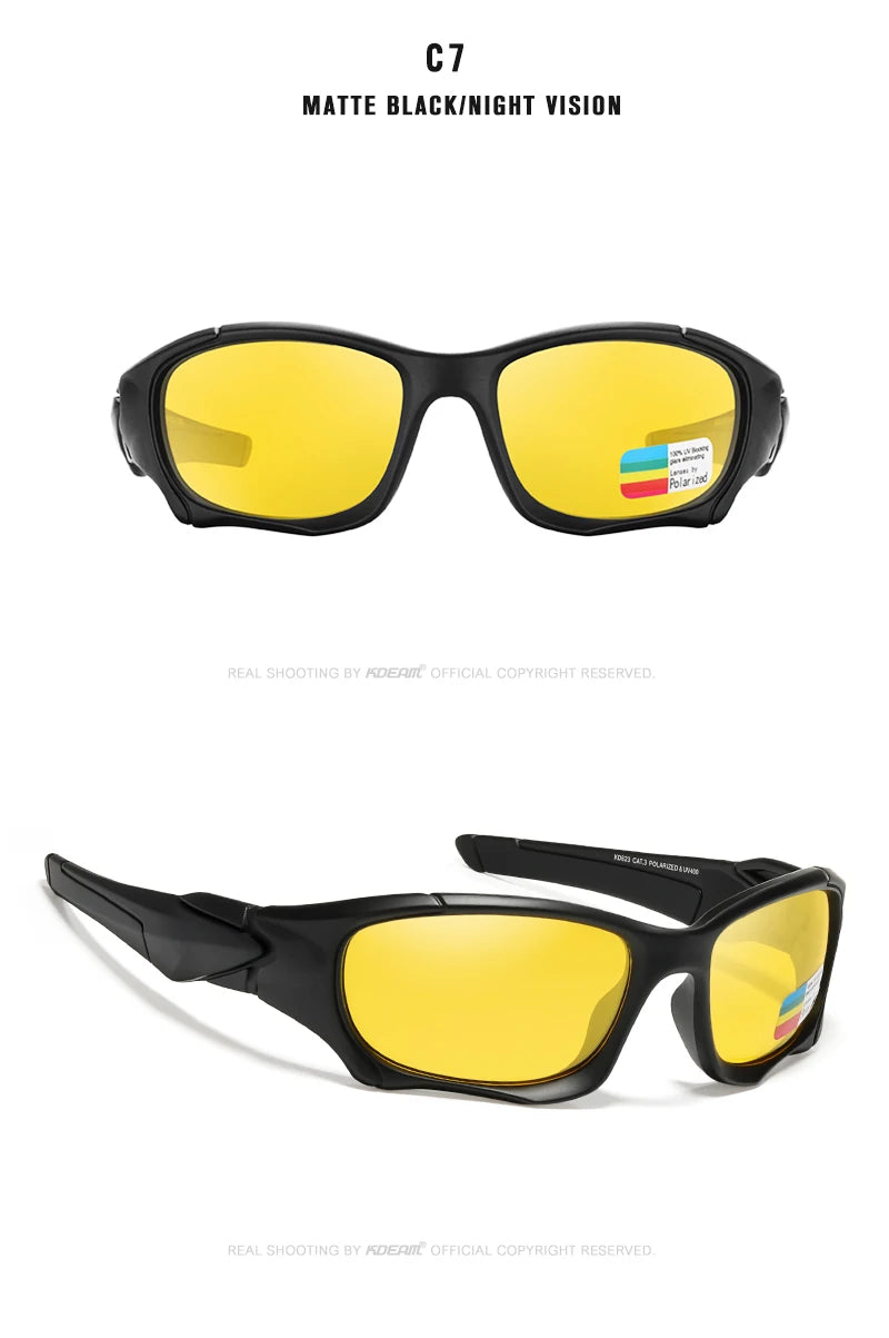 نظارات شمسية KDEAM الرياضية الخارجية المستقطبة للرجال بإطار منحني مقطوع وعدسات مقاومة للإجهاد ونظارات شمسية للنساء KD0623