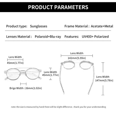نظارات شمسية GCV ذات طبقتين وعدسات قابلة للإزالة، نظارات بلو راي، أسيتات، قوطي، ريترو، ستيم بانك، مستقطبة، للرجال والنساء، بدون نظارات شمسية