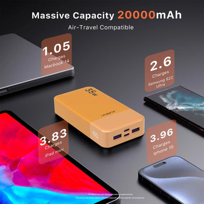 FCC Approved 35W Fast Charging Laptop Compatible High Capacity 20000mAh Portable Charger Waterproof LCD Power Bank Station