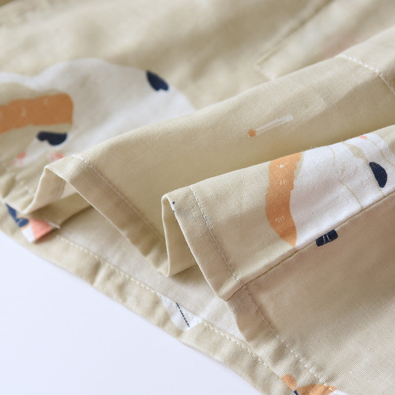 بيجامات كيمونو جديدة على الطراز الياباني مكونة من قطعتين للرجال والنساء من القطن الخالص والشاش اللطيف والقطط الرقيقة خدمة منزلية بمقاسات كبيرة