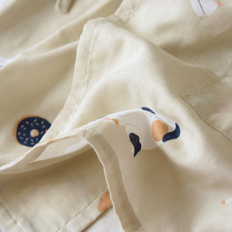 بيجامات كيمونو جديدة على الطراز الياباني مكونة من قطعتين للرجال والنساء من القطن الخالص والشاش اللطيف والقطط الرقيقة خدمة منزلية بمقاسات كبيرة