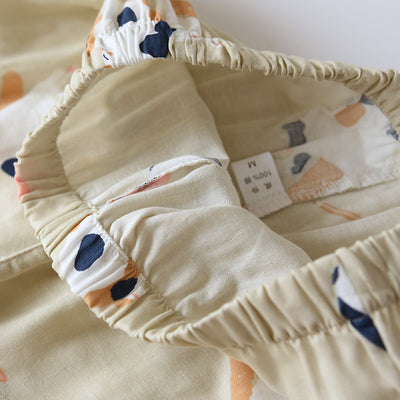 بيجامات كيمونو جديدة على الطراز الياباني مكونة من قطعتين للرجال والنساء من القطن الخالص والشاش اللطيف والقطط الرقيقة خدمة منزلية بمقاسات كبيرة