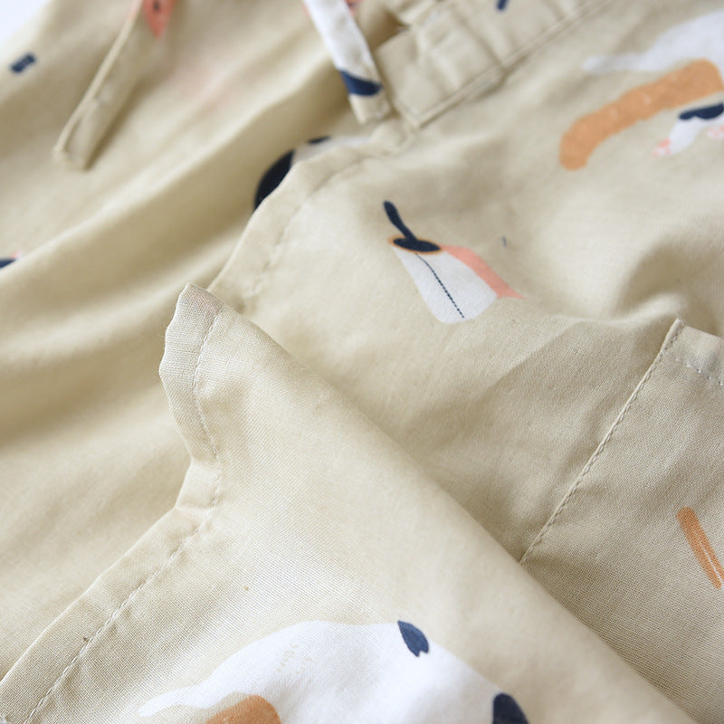 بيجامات كيمونو جديدة على الطراز الياباني مكونة من قطعتين للرجال والنساء من القطن الخالص والشاش اللطيف والقطط الرقيقة خدمة منزلية بمقاسات كبيرة