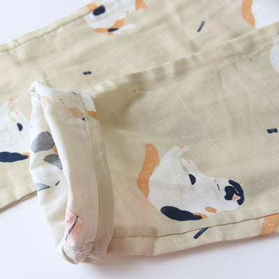 بيجامات كيمونو جديدة على الطراز الياباني مكونة من قطعتين للرجال والنساء من القطن الخالص والشاش اللطيف والقطط الرقيقة خدمة منزلية بمقاسات كبيرة