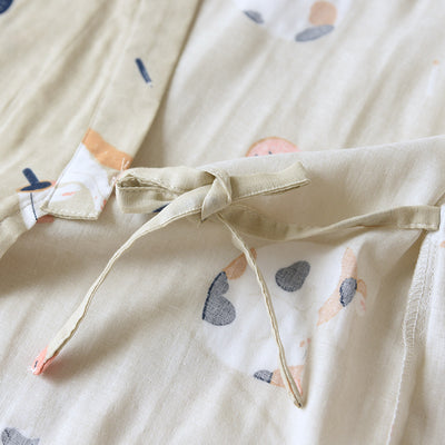 بيجامات كيمونو جديدة على الطراز الياباني مكونة من قطعتين للرجال والنساء من القطن الخالص والشاش اللطيف والقطط الرقيقة خدمة منزلية بمقاسات كبيرة