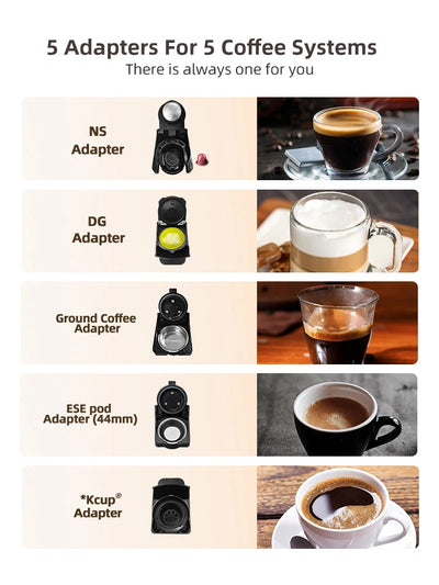 آلة صنع القهوة متعددة الكبسولات من HiBREW 5 في 1، ساخنة/باردة، كابتشينو DG، كبسولات صغيرة، قهوة مطحونة، كافتيريا، 20 بار، H2B