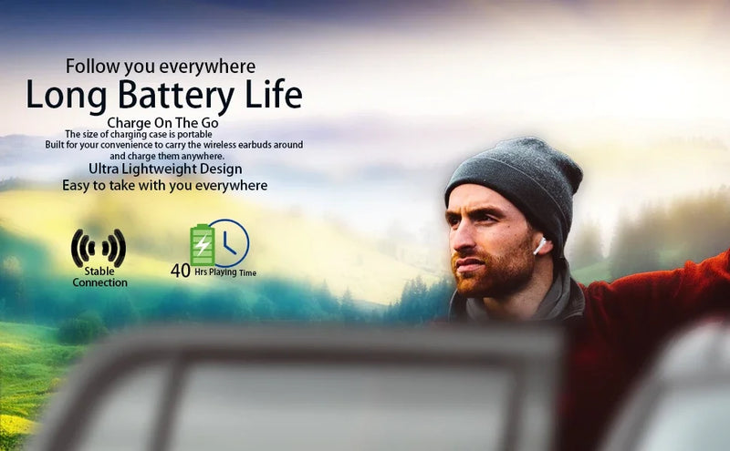 سماعات أذن لاسلكية أصلية جديدة بتقنية البلوتوث مع خاصية إلغاء الضوضاء، سماعات أذن ستيريو هاي فاي للرياضة والألعاب