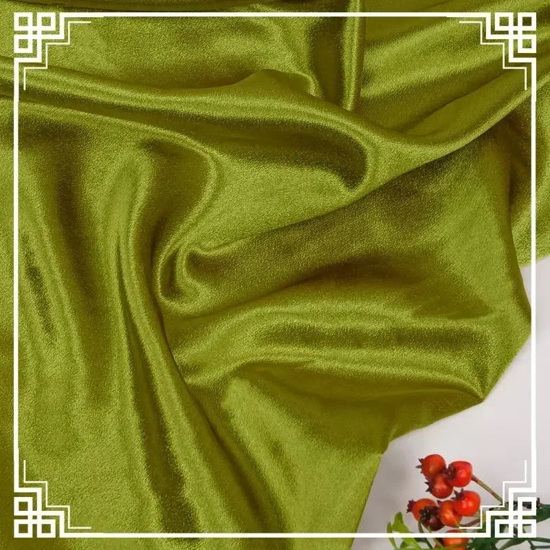 قماش ساتان كريستالي لامع سميك وثقيل بالمتر للملابس والفساتين وديكورات هانفو وقماش الخياطة اليدوي بلون أزرق سادة ومضاد للتجاعيد