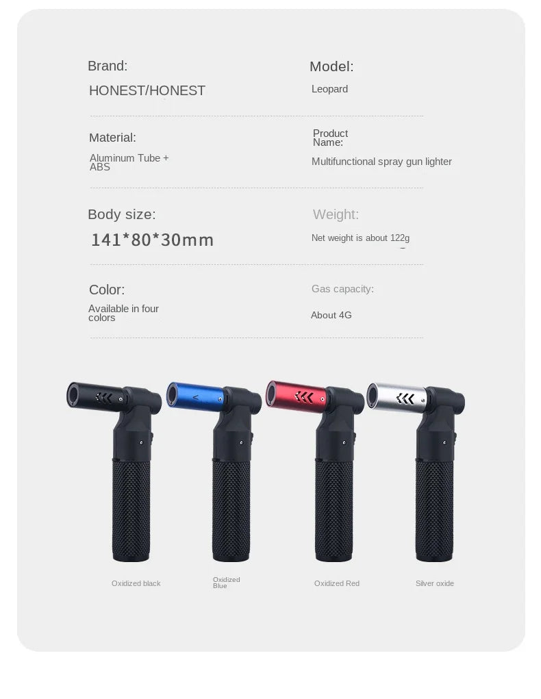 مسدس رش شعلة لهب أزرق ولاعة غاز نفاث للمطبخ أدوات طهي التدخين مقاومة للرياح مجوهرات لحام ولاعات سيجار