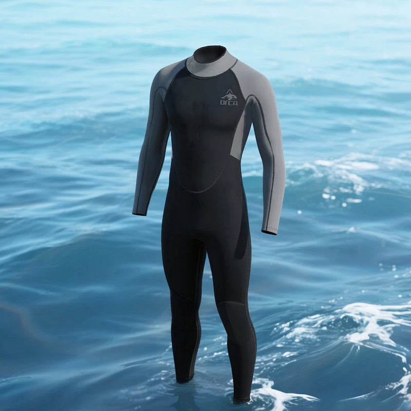 بدلات غوص 3 مم للرجال مصنوعة من النيوبرين للغوص وركوب الأمواج والسباحة، بدلات كاملة للماء البارد للحفاظ على الدفء، بسحاب، بدلة غوص كاملة للرياضات المائية