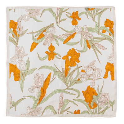 وشاح حريري مربع فاخر مطبوع باللون الأصفر بتصميم ريترو جديد لعام 2025 مصنوع من حرير التوت بنسبة 100% من فور سيزونز