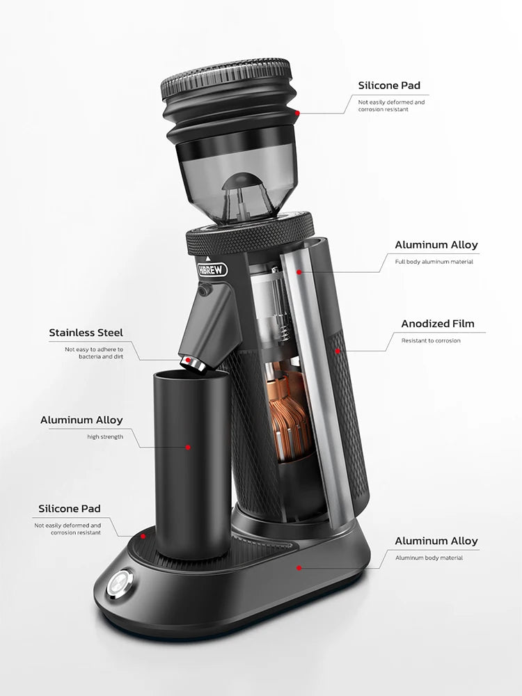 مطحنة قهوة كهربائية مخروطية صغيرة محمولة من HiBREW G5 مقاس 48 مم، مطحنة حبوب قهوة للمطبخ للإسبريسو والقهوة التركية