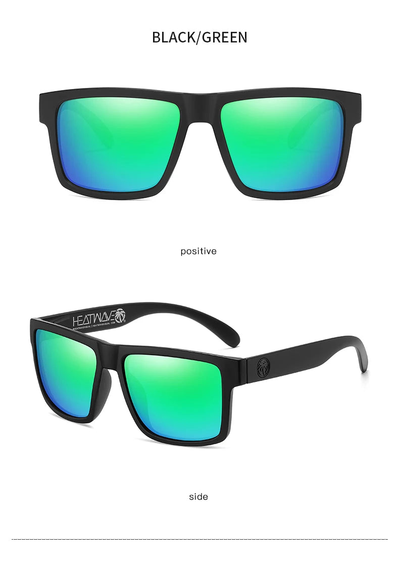 نظارات شمسية جديدة عالية الجودة فاخرة من Heat Wave موديل 2024، نظارات شمسية مستقطبة مربعة العدسات متصلة للنساء والرجال، نظارات شمسية UV400