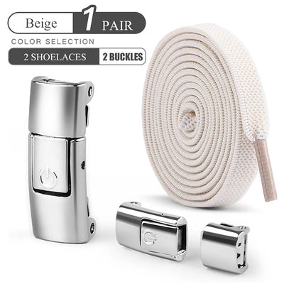 أربطة أحذية بدون رباط مقاس 8 مم، أربطة أحذية بقفل ضاغط بدون رباط، أربطة مرنة للأحذية الرياضية للأطفال والكبار، أربطة أحذية مسطحة واسعة للأحذية