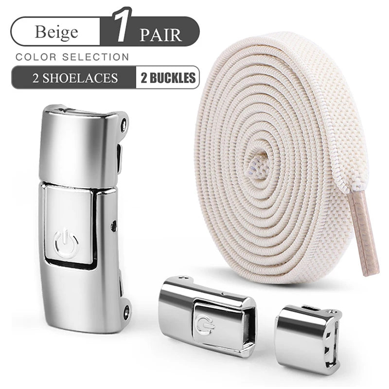أربطة أحذية بدون رباط مقاس 8 مم، أربطة أحذية بقفل ضاغط بدون رباط، أربطة مرنة للأحذية الرياضية للأطفال والكبار، أربطة أحذية مسطحة واسعة للأحذية