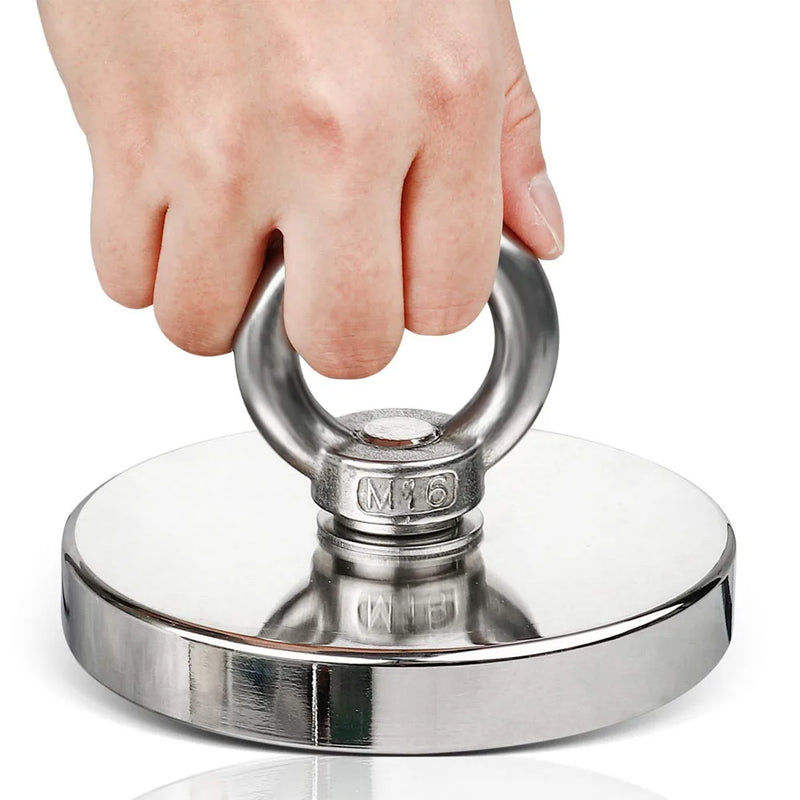 مغناطيس صيد نيوديميوم فائق القوة، مغناطيس إيمانز شديد التحمل مع مسمار عين بفتحة غاطسة لصيد الأسماك المغناطيسية