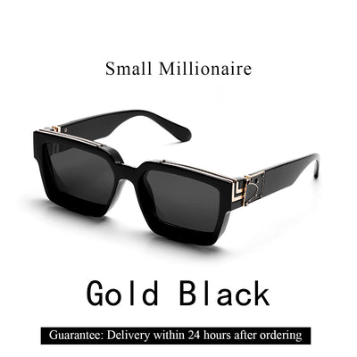 نظارات شمسية فاخرة من Ruiao Retro Black Millionaire Shades 2025 للرجال من تصميم العلامة التجارية الشهيرة نظارات شمسية مربعة للرجال والنساء