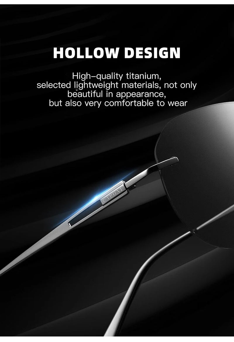 نظارات شمسية جديدة من كابوني للرجال، مستقطبة، عدسات فوتوكرومية سوداء، خفيفة الوزن للغاية، بدون إطار، نظارات قيادة BS22003