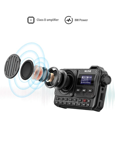 مكبر صوت بلوتوث محمول للغاية MLOVE BV800 مع راديو FM وشاشة عرض LCD وهوائي ومدخل AUX وقرص USB وبطاقة TF ومشغل MP3