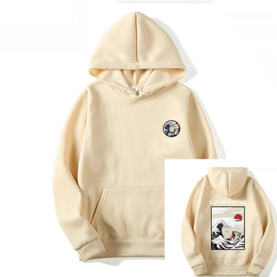 هودي بطبعة قطة ركوب الأمواج باللون الأبيض، سويت شيرت بقلنسوة عصري لخريف/شتاء 2022، سويت شيرت بقلنسوة للرجال والنساء