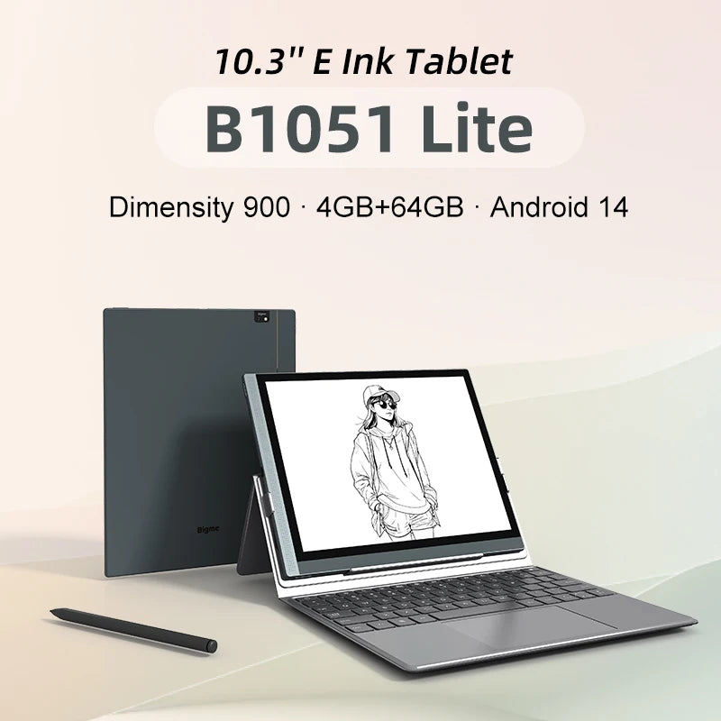 قارئ الكتب الإلكترونية Bigme B1051 مقاس 10.3 بوصة، يعمل بنظام Android 14، جهاز لوحي للكتب الإلكترونية، Demensity 900، 6+128 جيجابايت، حبر إلكتروني، B1051 Lite 4+64 جيجابايت