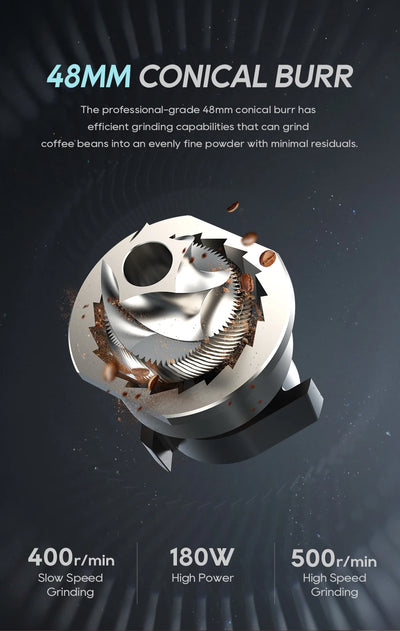 مطحنة قهوة كهربائية مخروطية صغيرة محمولة من HiBREW G5 مقاس 48 مم، مطحنة حبوب قهوة للمطبخ للإسبريسو والقهوة التركية