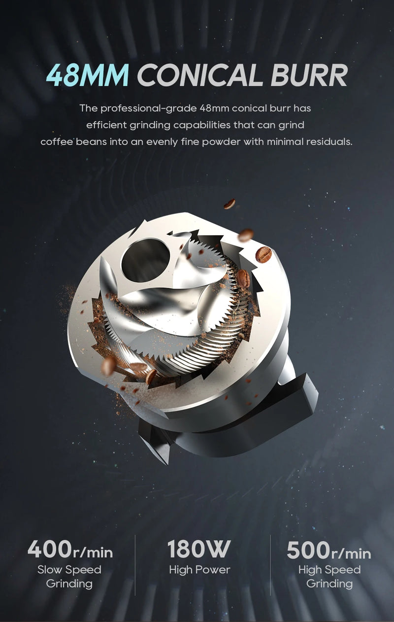 مطحنة قهوة كهربائية مخروطية صغيرة محمولة من HiBREW G5 مقاس 48 مم، مطحنة حبوب قهوة للمطبخ للإسبريسو والقهوة التركية
