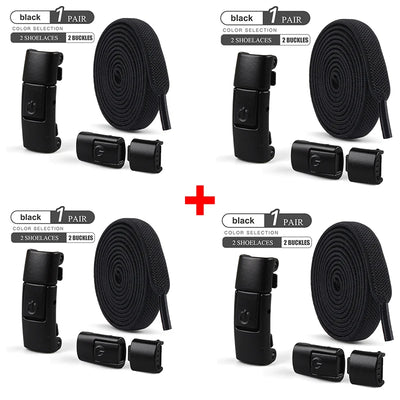 أربطة أحذية بدون رباط مقاس 8 مم، أربطة أحذية بقفل ضاغط بدون رباط، أربطة مرنة للأحذية الرياضية للأطفال والكبار، أربطة أحذية مسطحة واسعة للأحذية