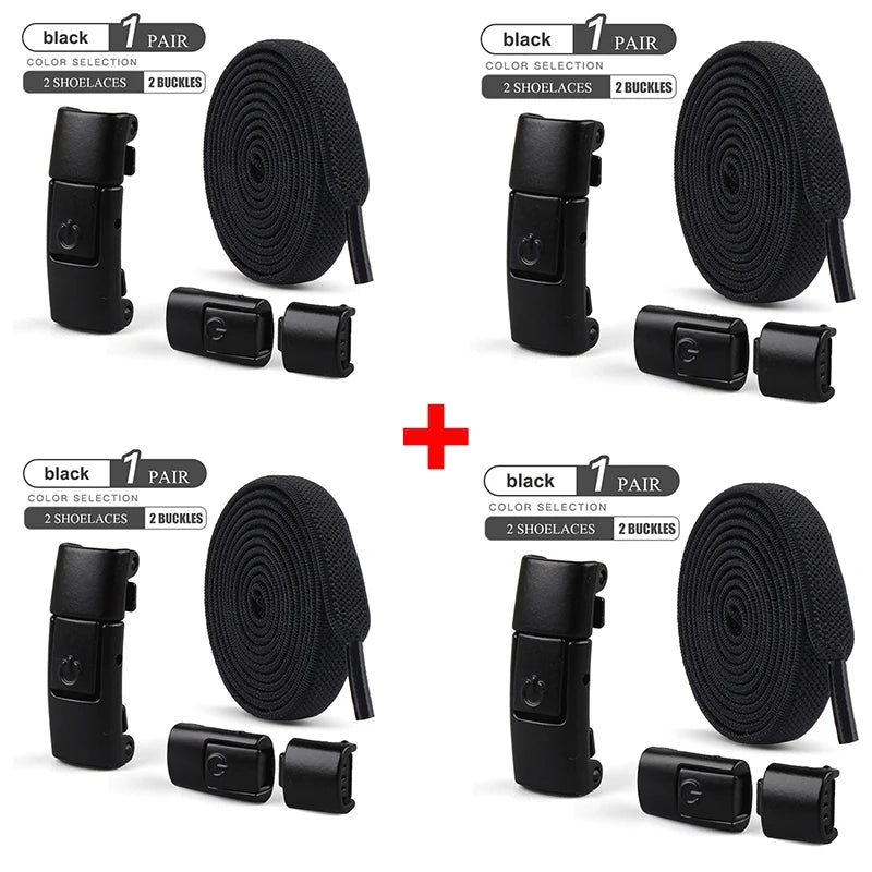 أربطة أحذية بدون رباط مقاس 8 مم، أربطة أحذية بقفل ضاغط بدون رباط، أربطة مرنة للأحذية الرياضية للأطفال والكبار، أربطة أحذية مسطحة واسعة للأحذية