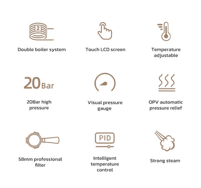 ماكينة صنع قهوة HiBREW بنظام الغلاية المزدوجة Barista Pro 20Bar من حبوب البن إلى الإسبريسو مع مجموعة كاملة للمقهى والفندق والمطعم H7A