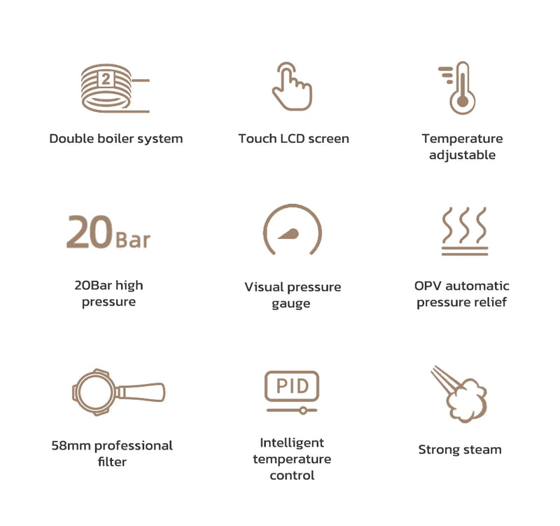 ماكينة صنع قهوة HiBREW بنظام الغلاية المزدوجة Barista Pro 20Bar من حبوب البن إلى الإسبريسو مع مجموعة كاملة للمقهى والفندق والمطعم H7A