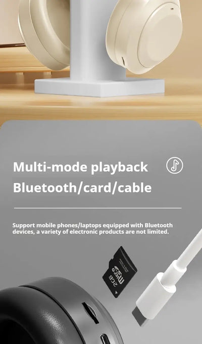 #سماعات رأس لاسلكية بتقنية البلوتوث 5.3 فوق الأذن، سماعات رأس ستيريو عالية الدقة، سماعة رأس رياضية حقيقية للألعاب، مشغل موسيقى TF/AUX مع ميكروفون عالي الدقة، هدايا