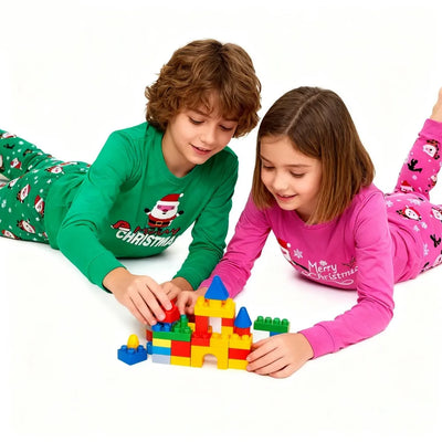 مجموعة بيجامات عيد الميلاد للأطفال من القطن بنسبة 100%، ملابس نوم بابا نويل للأولاد، بيجامات عيد الميلاد للأطفال الصغار، بيجامات عيد الميلاد للأطفال