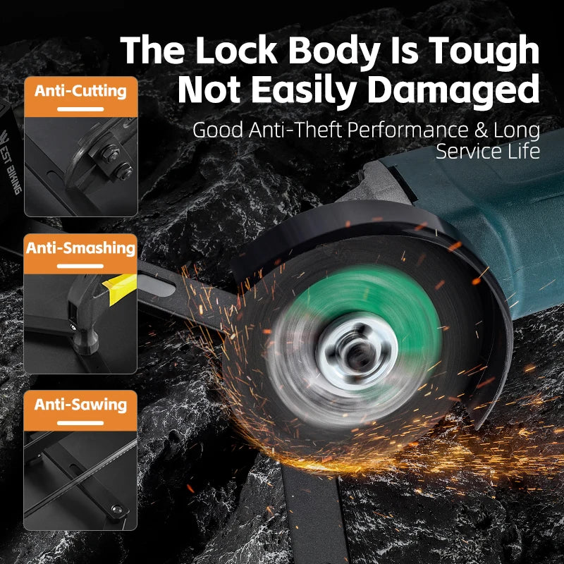 قفل دراجة محمول قابل للطي من ويست بايكينج، قفل أمان متين مضاد للسرقة، قفل دراجة كهربائية، ملحقات دراجات الطرق الجبلية