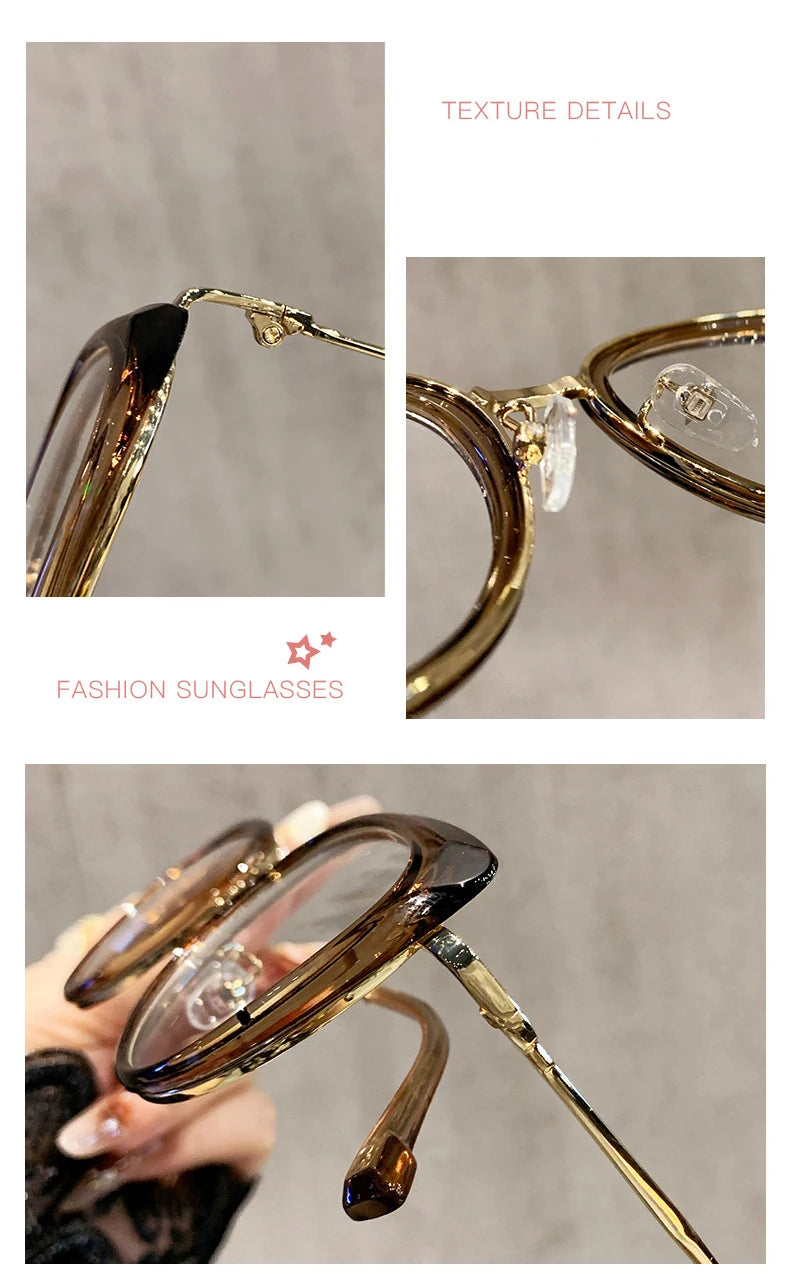 نظارات قصر النظر العصرية ذات التصميم المعدني على شكل عين القطة، غير عاكسة للضوء، متغيرة اللون، مضادة لقصر النظر، 038