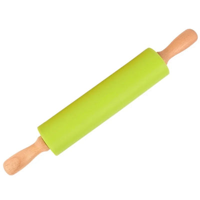 دبوس عجن غير لاصق من السيليكون بمقبض خشبي، أداة مطبخ للطبخ والخبز، عجينة المعكرونة والبسكويت