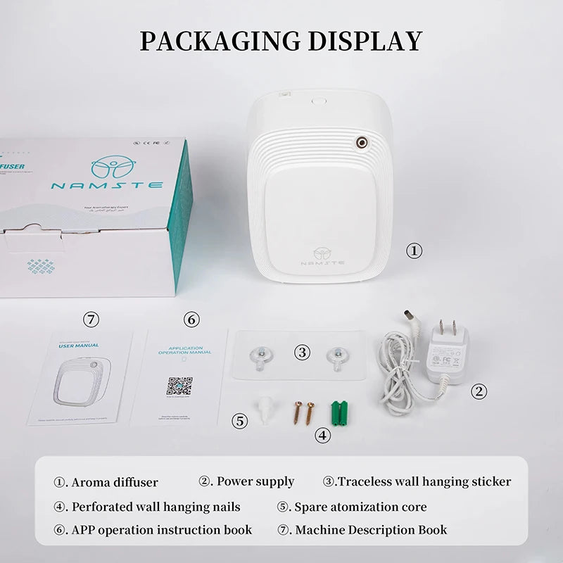 NAMSTE 1000m³ موزع كهربائي للزيوت العطرية، جهاز معطر جو أوتوماتيكي للمنزل، أبيض/أسود