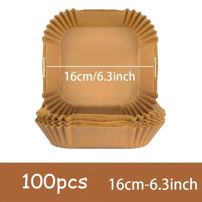 50 قطعة من ورق المقلاة الهوائية القابل للاستخدام مرة واحدة، ورق غير لاصق للخبز، بطانات ورق المقلاة الهوائية المستديرة، ملحقات ورقية للمطبخ